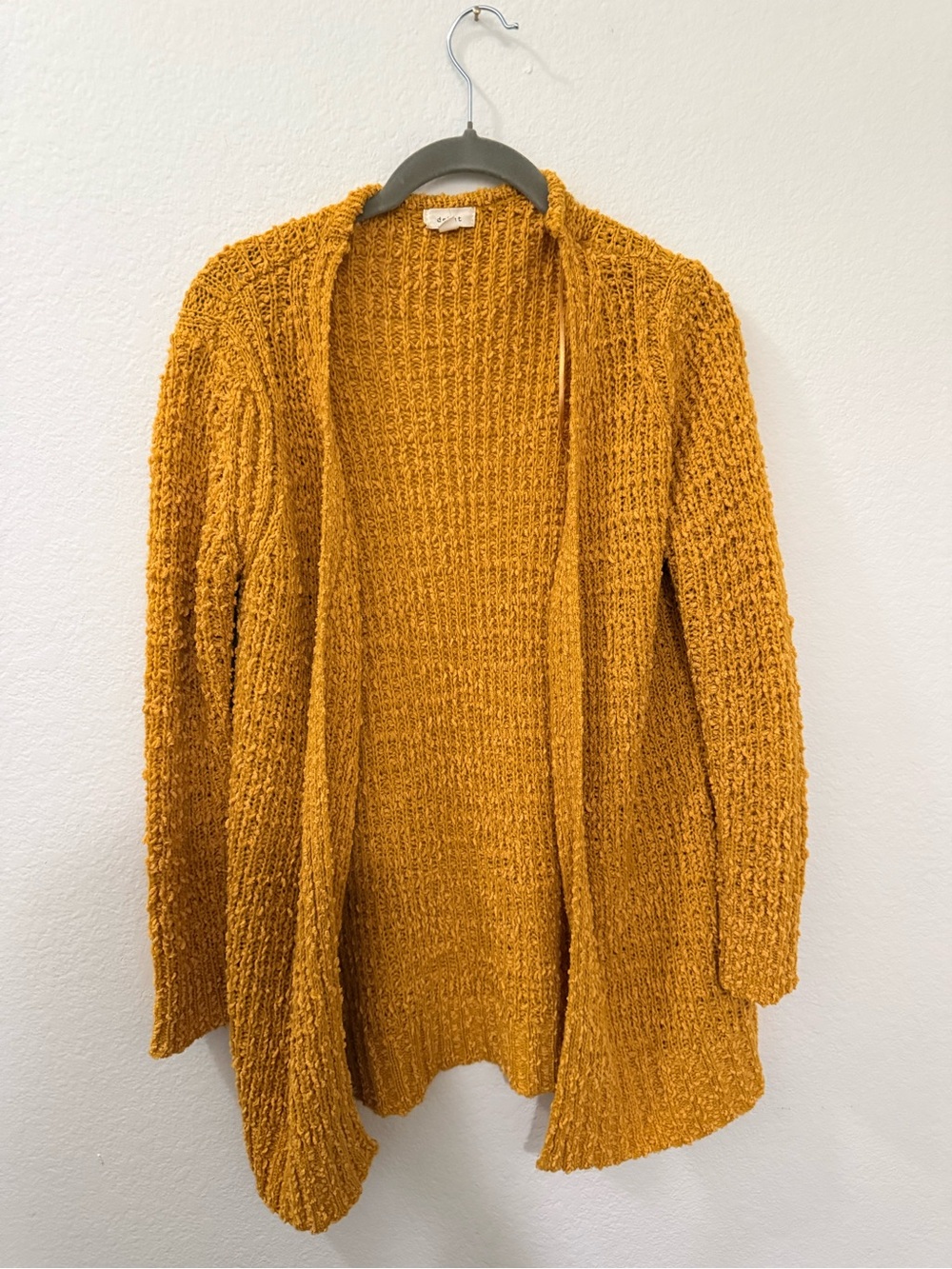 Debut Mustard Yellow Open-Front Knit Cardigan
